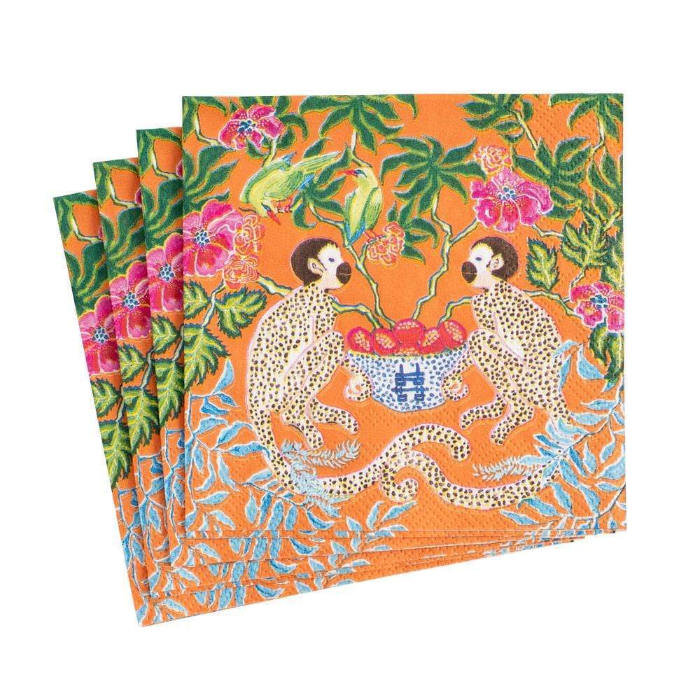 Monkeys Orange Cocktail Napkins