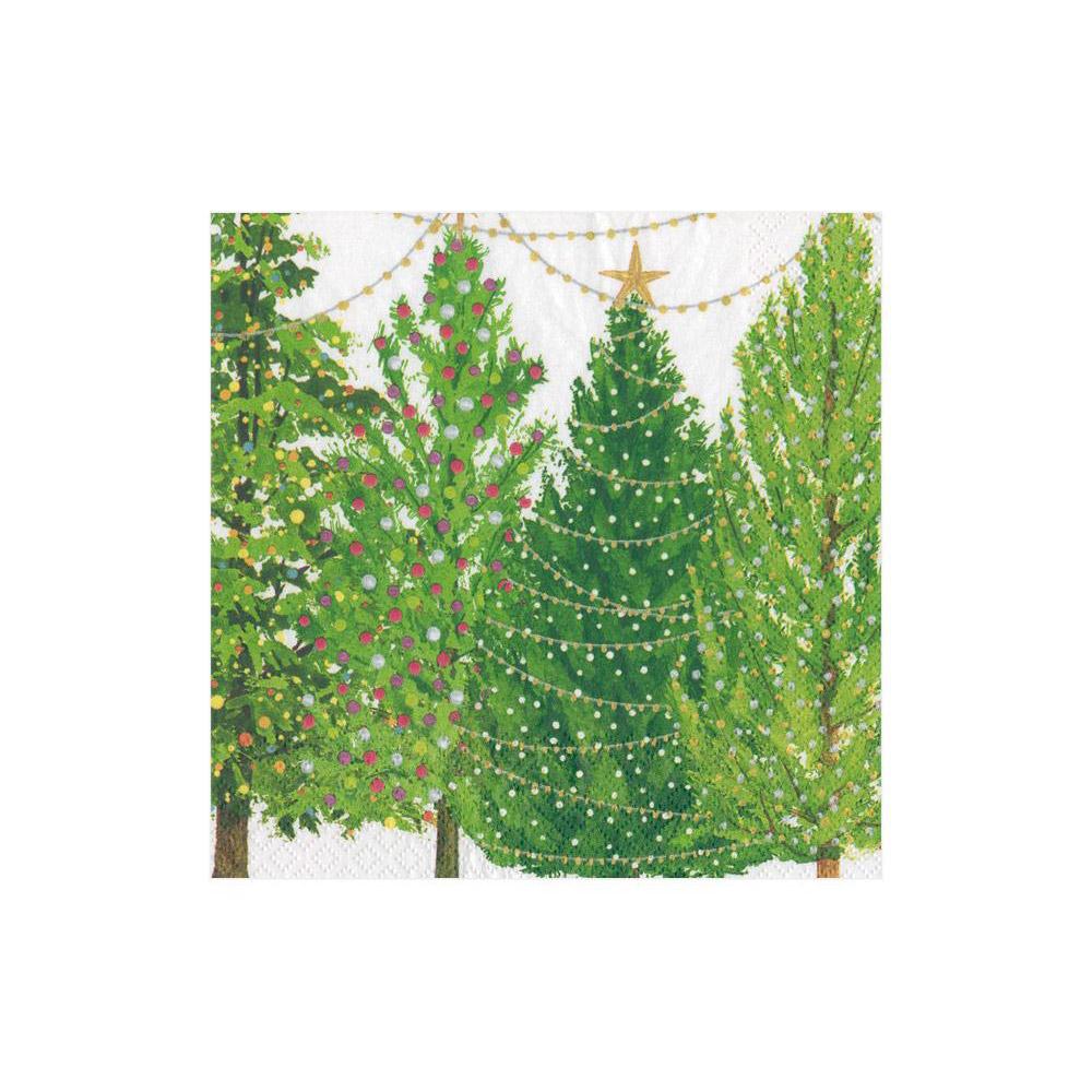 Christmas Trees w/ Lights Cocktail Napkin