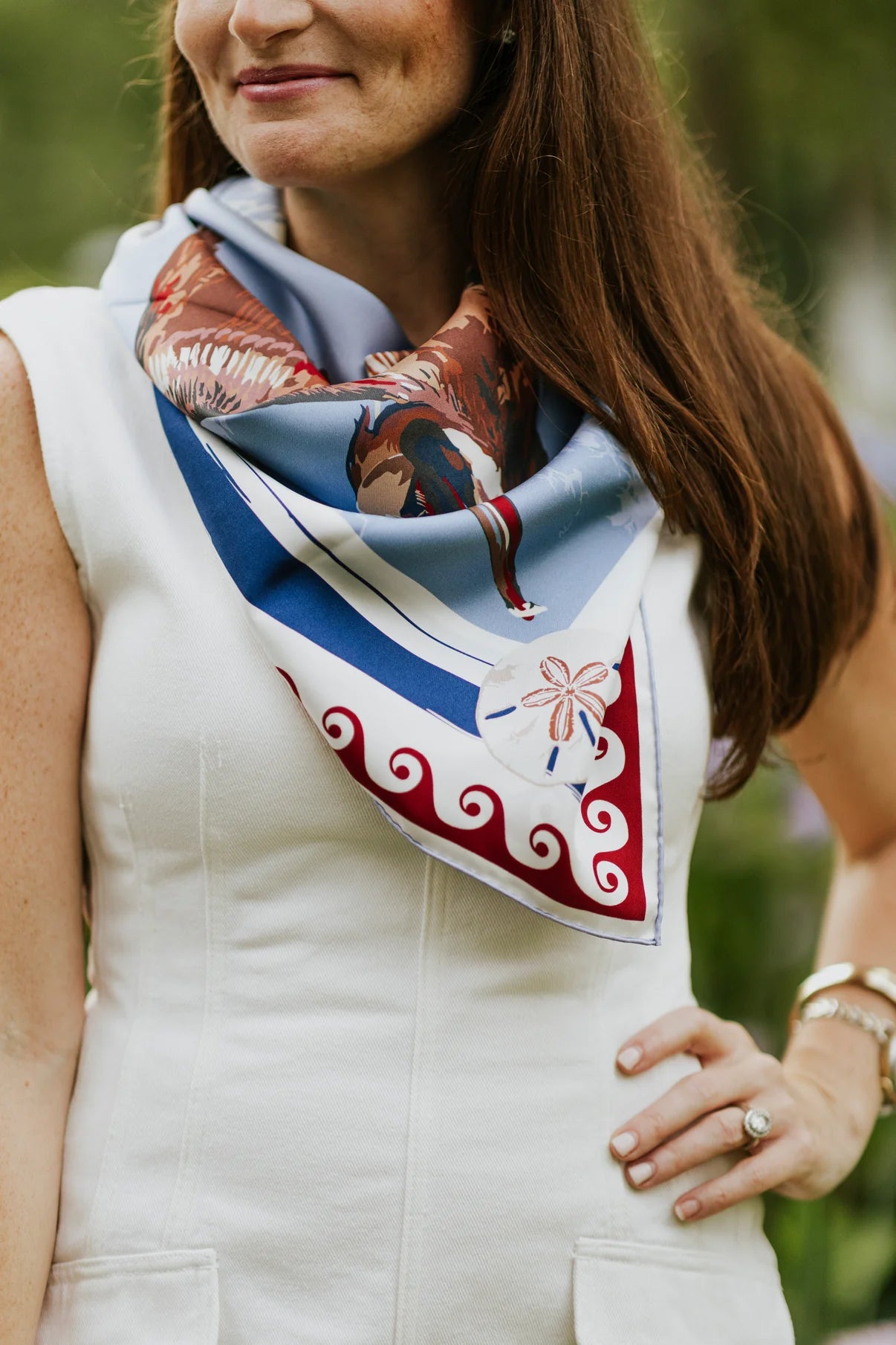 Americana Tide Diver - Double-Sided Silk Scarf