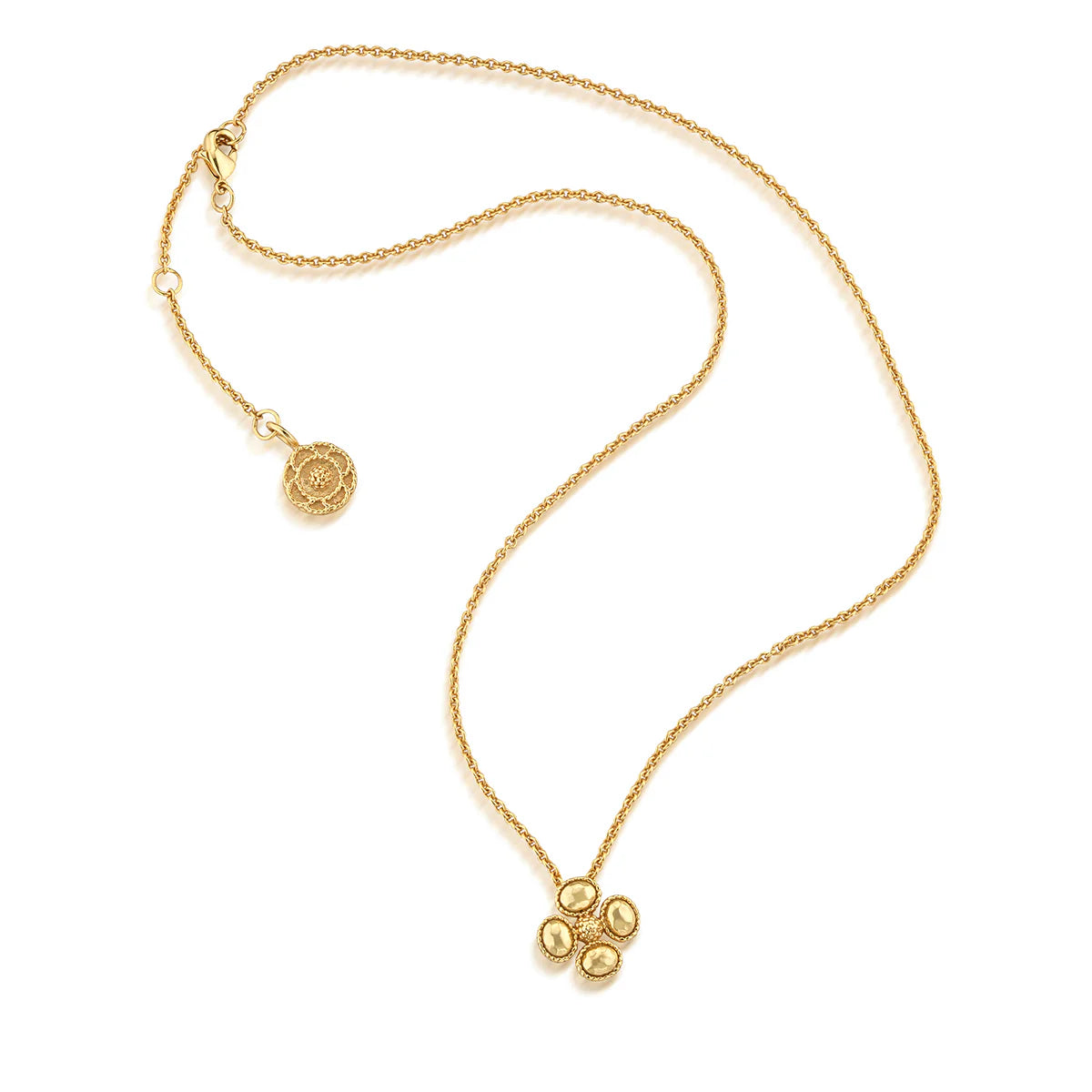 Berry Clover Station Necklace, 16"+2" - Gold