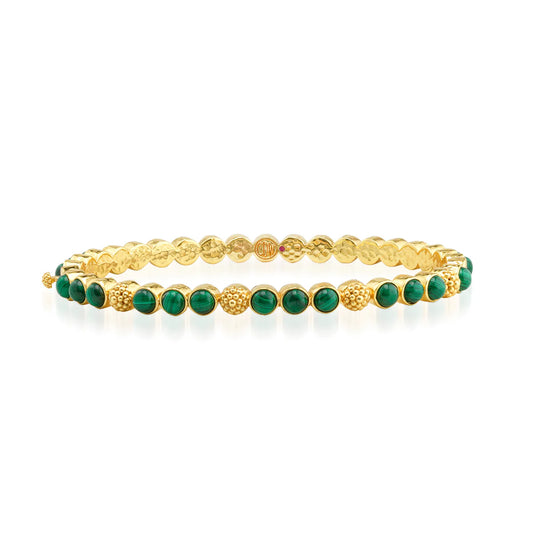 Gem Petite Hinged Bangle - Malachite