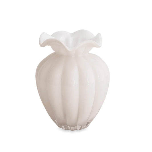Glass Vento White Medium Bud Vase