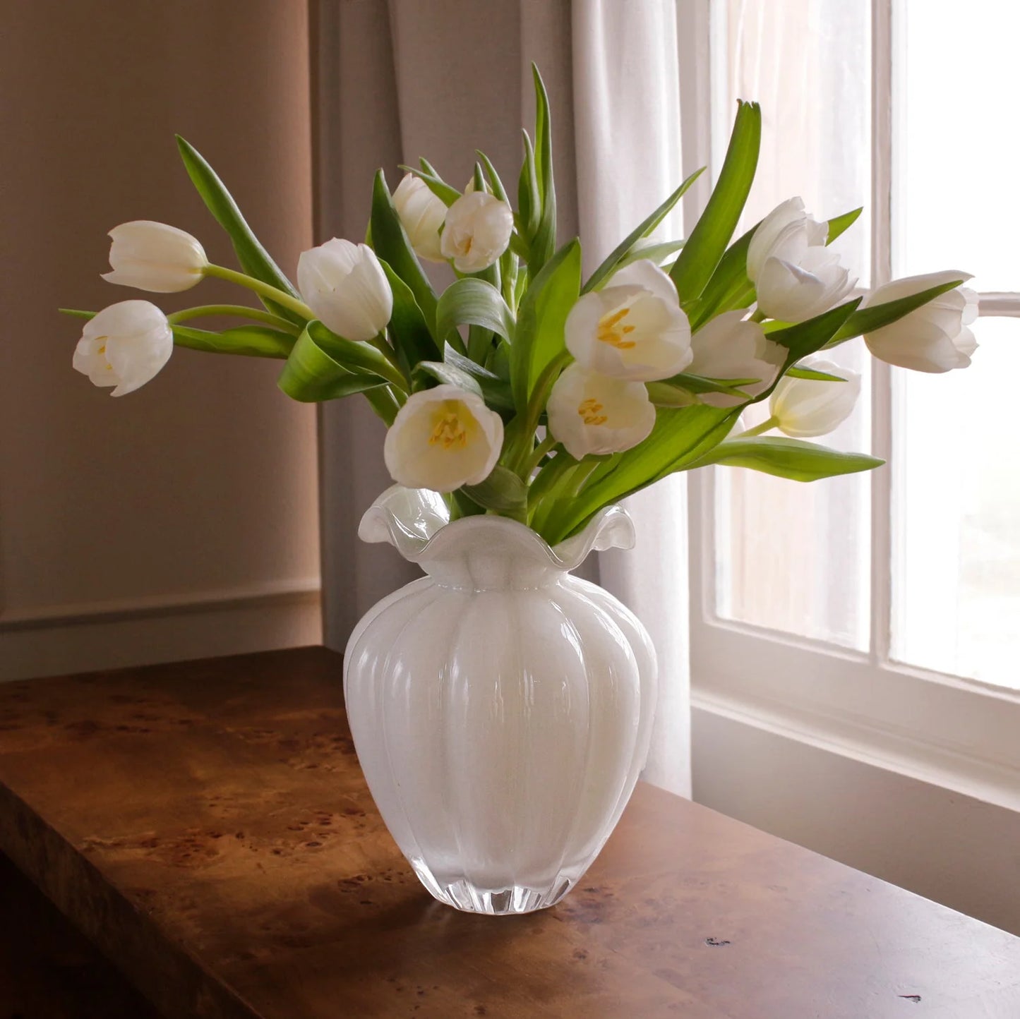 Glass Vento White Medium Bud Vase