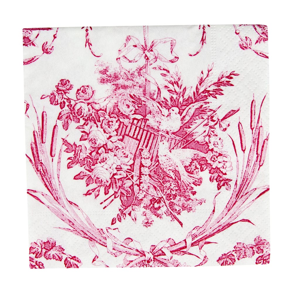 Romantic Toile Rose Cocktail Napkin with Gift Box