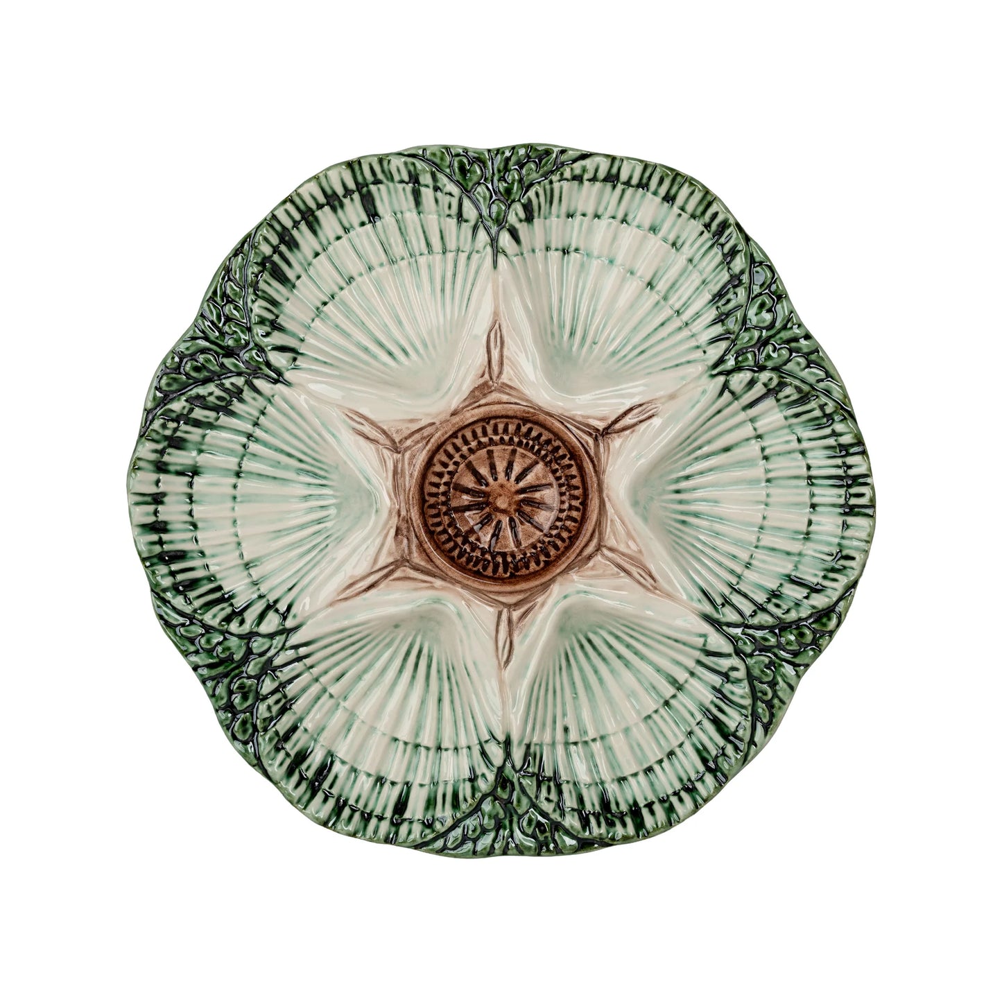 Green and Brown Oyster Plate