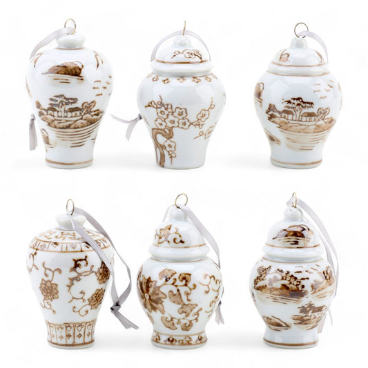 Tan & White Chinoiserie Ornament