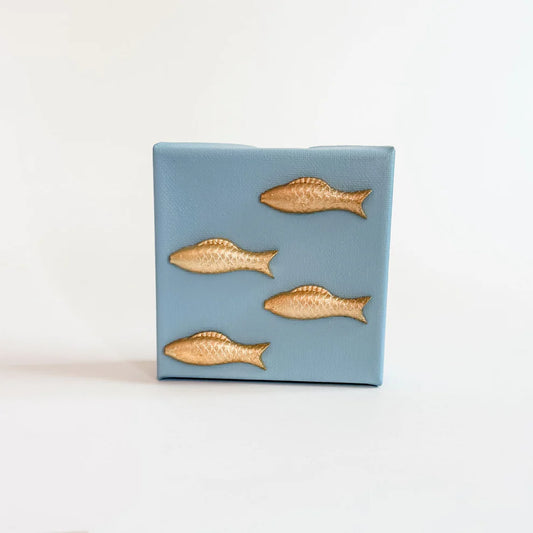 4x4 Fish on Blue Canvas