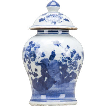 Blue and White Lidded Jar