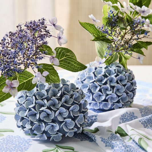 Hydrangea Flower Bud Vase/Candle Holder s/2