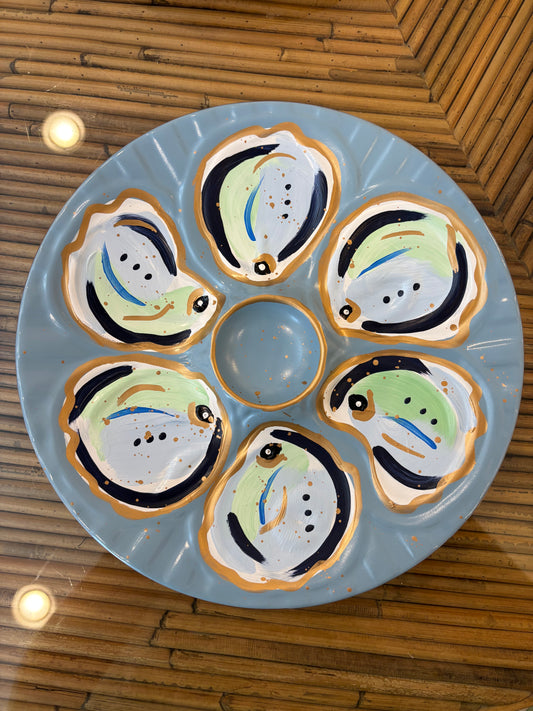 Chambray Blue Oyster Plate
