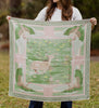 Green Pink Lily Pad Doe - Double-Sided Silk Scarf