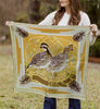 Gold Quail Pair - Double-Sided Silk Scarf