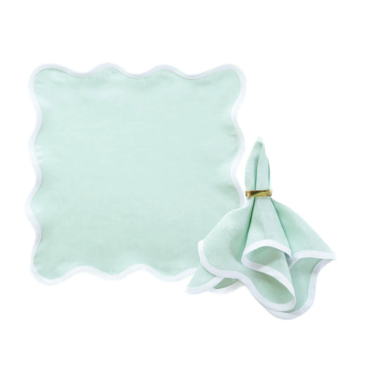 Sage Scalloped Napkin S/4