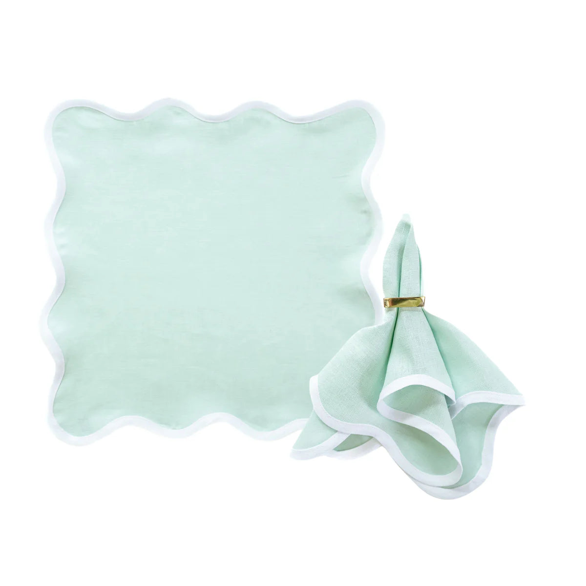 Sage Scalloped Napkin S/4