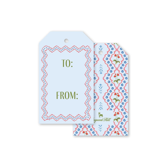 Lamia Damask Blue Gift Tags