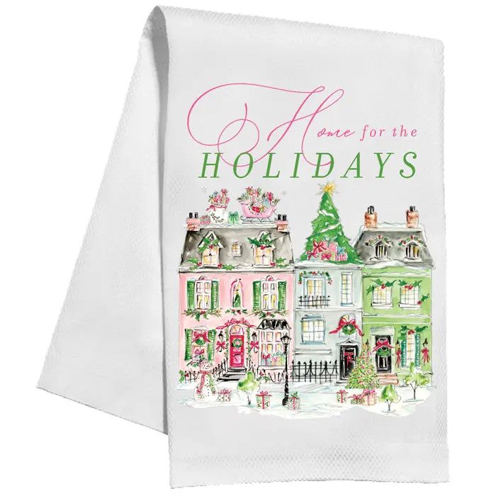 Home For the Holidays Snow Village Homes Kitchen Towel