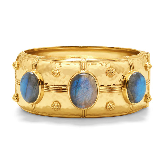 Cleopatra Grande Hinged Bangle - Gold/ Blue Labradorite