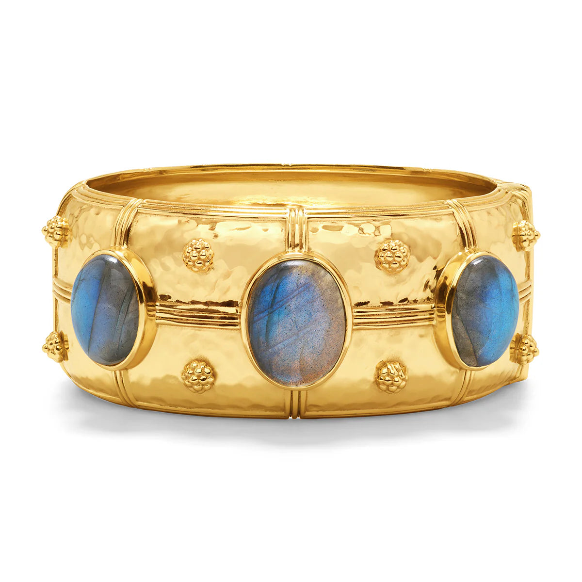 Cleopatra Grande Hinged Bangle - Gold/ Blue Labradorite
