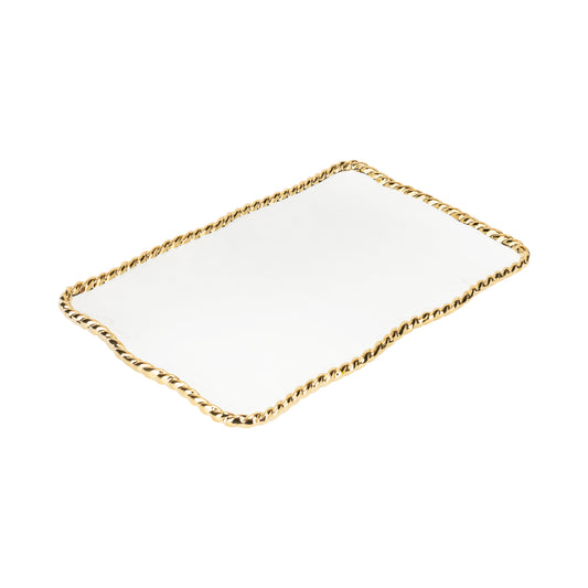 Large White Platter w/ Gold