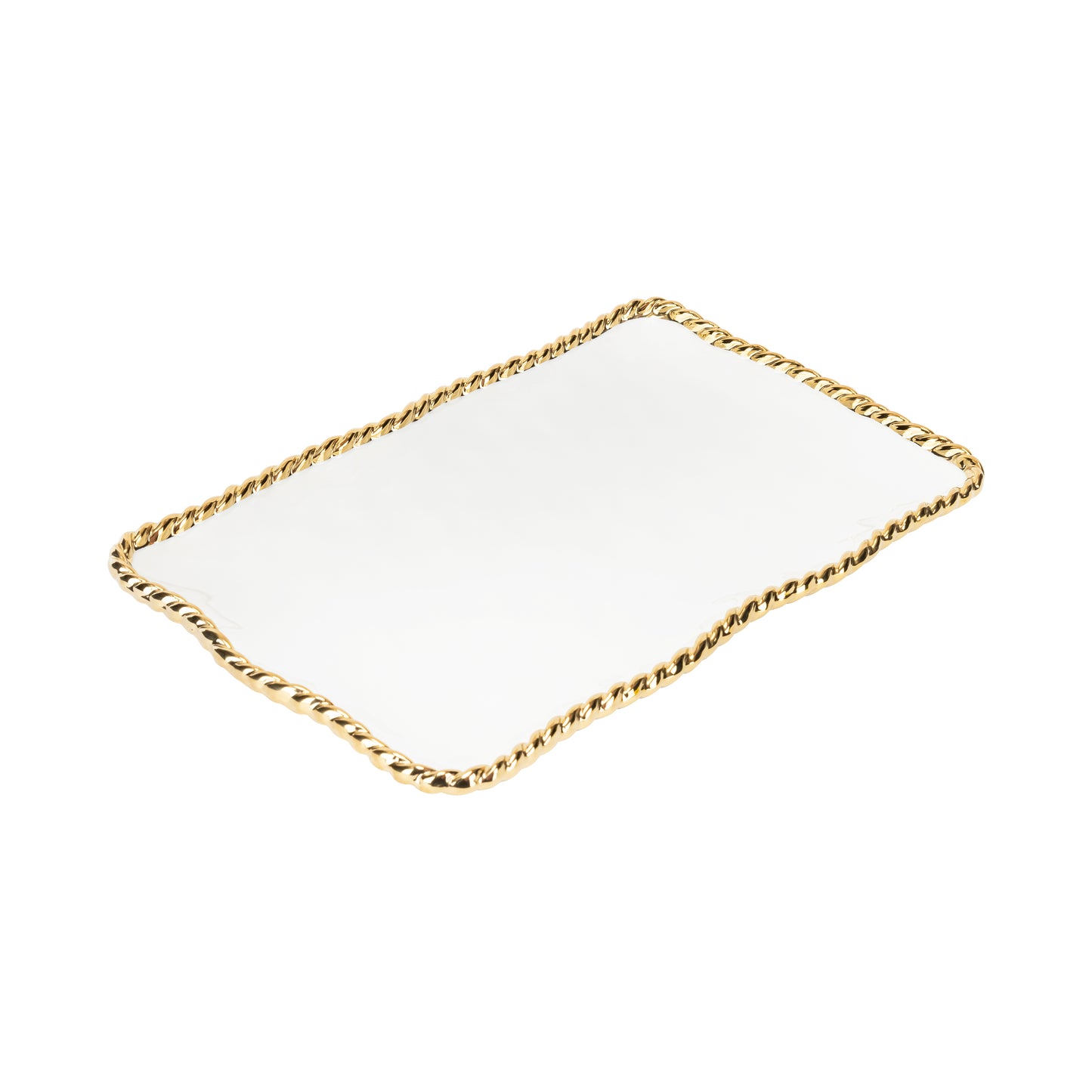 Large White Platter w/ Gold