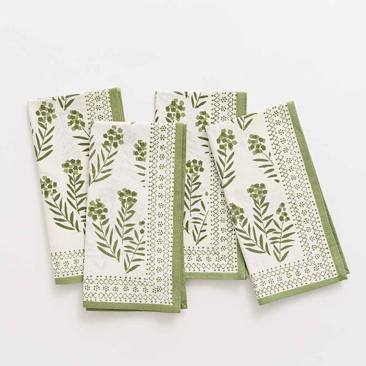 Phlox Green Napkin S/4