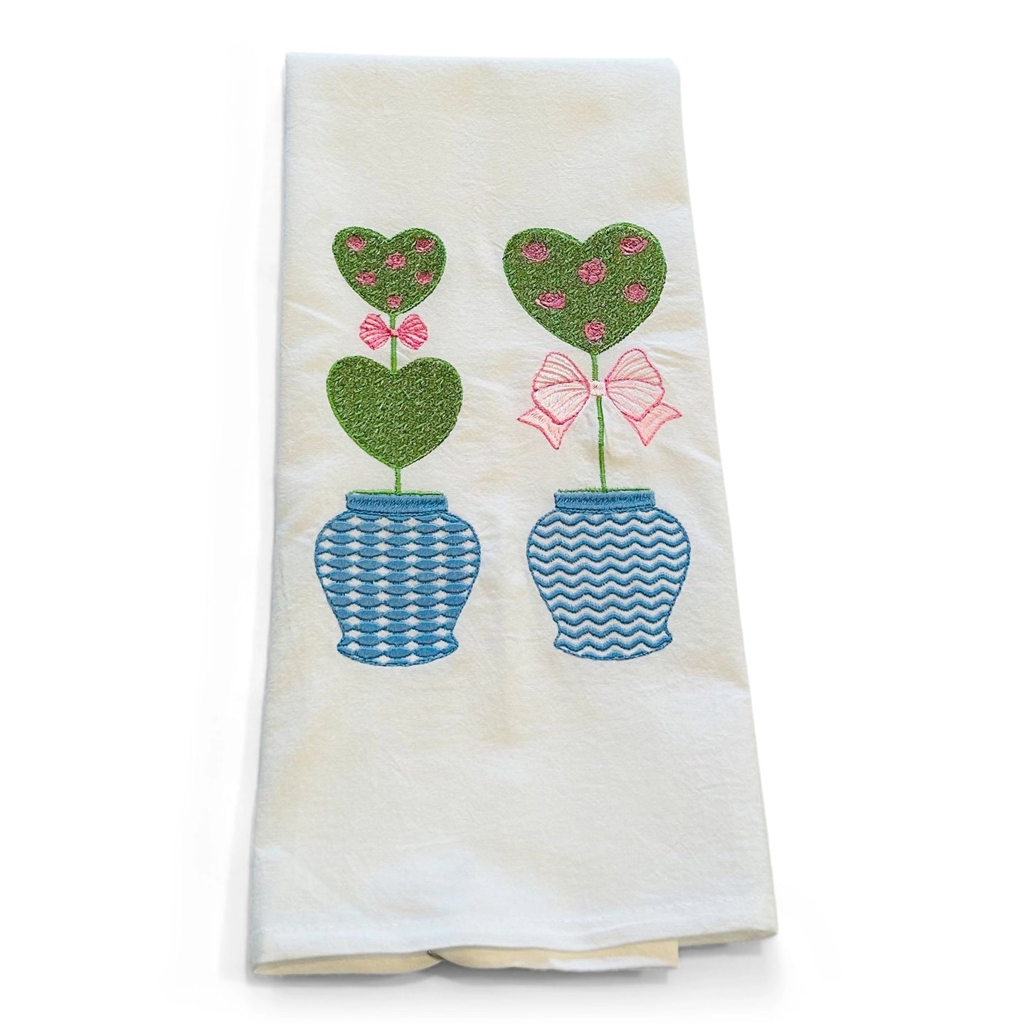 Pair of Heart Topiaries Hand Towel