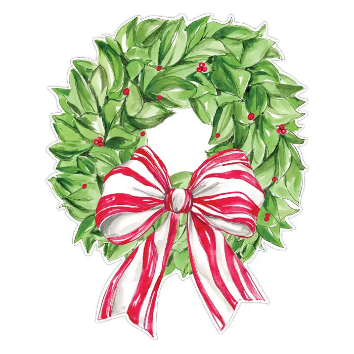 Striped Red Bow Christmas Wreath Placemats
