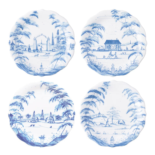 Country Estate Delft Blue Party Plate Set/4