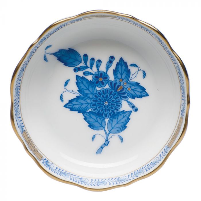 Chinese Bouquet Blue Scalloped Dish