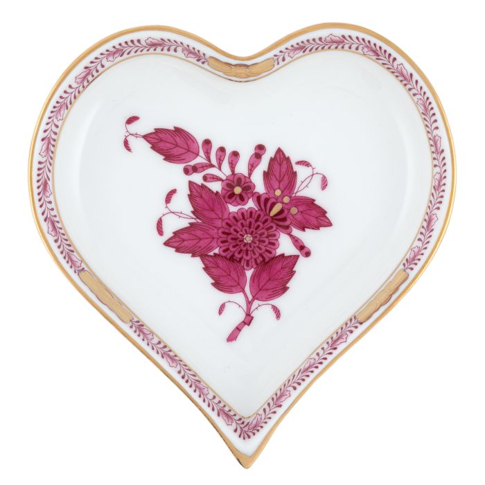 Raspberry Chinese Bouquet Small Heart Tray