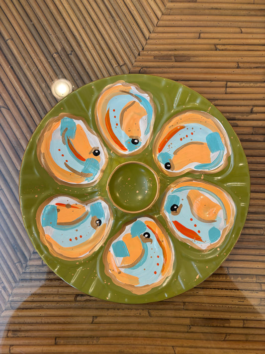 Chartreuse & Orange Oyster Plate