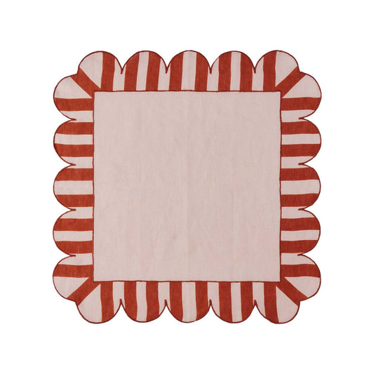 Red CB Scalloped Stripe Napkin S/4