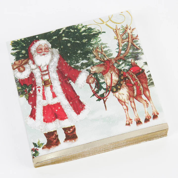 Santa in the Woods Cocktail Napkin