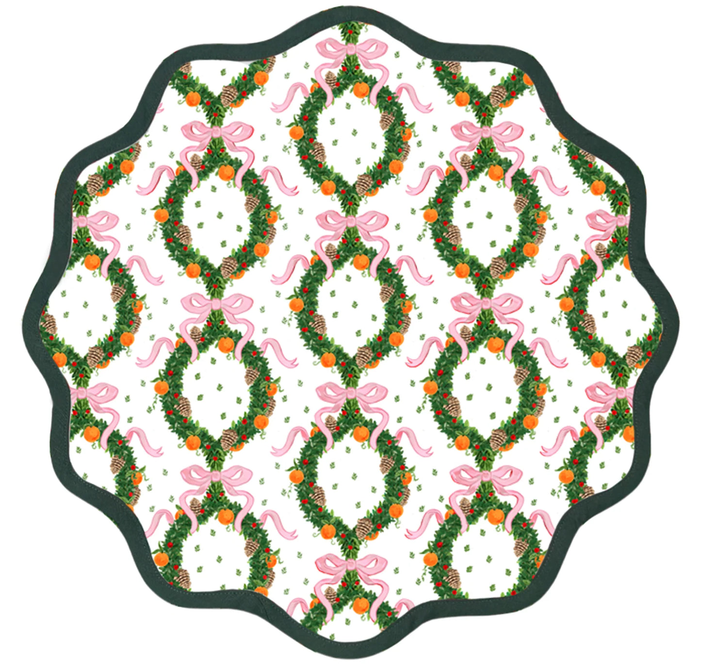 Peony Pink Holiday Wreath Placemat s/4