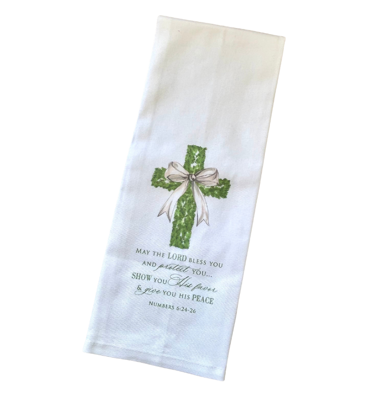 Wedding Cross w/ White Bow Kitchen Towel