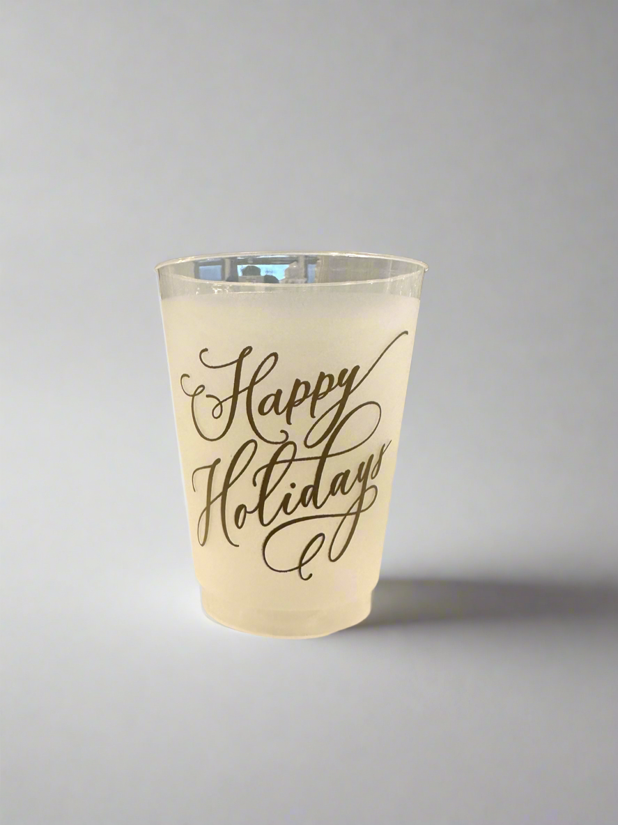 Gold Happy Holidays Frosted Cups