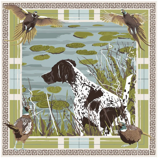 Olive Pheasant Watch Double Sided Scarf 35x35