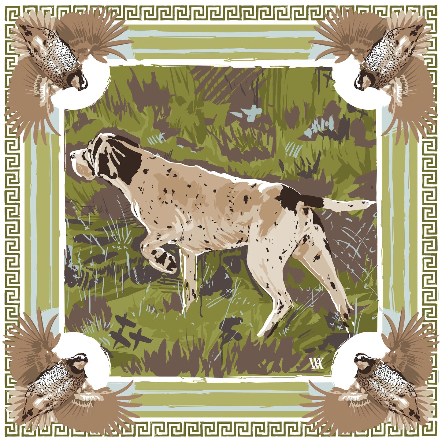 Olive Pointing Strong Silk Scarf