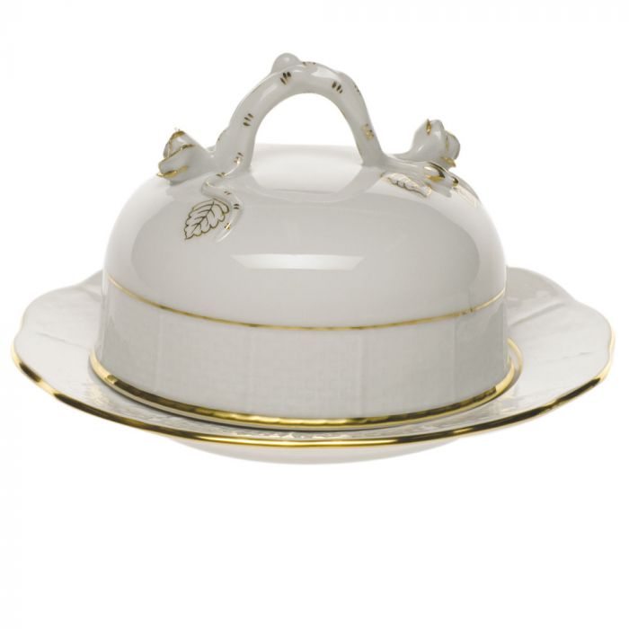 Golden Edge Covered Butter Dish