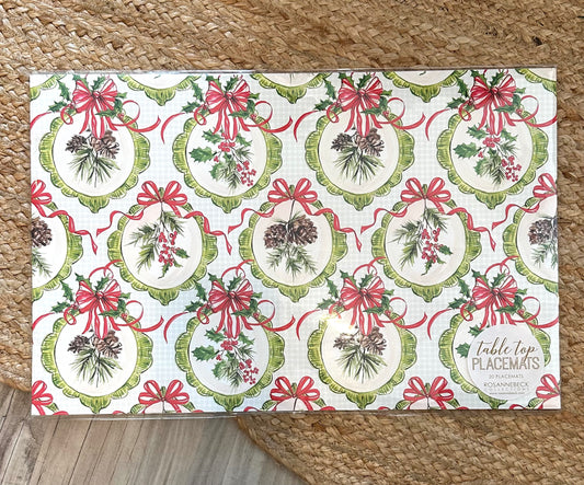 Pine Cones/ Holly & Berry Bows Placemat