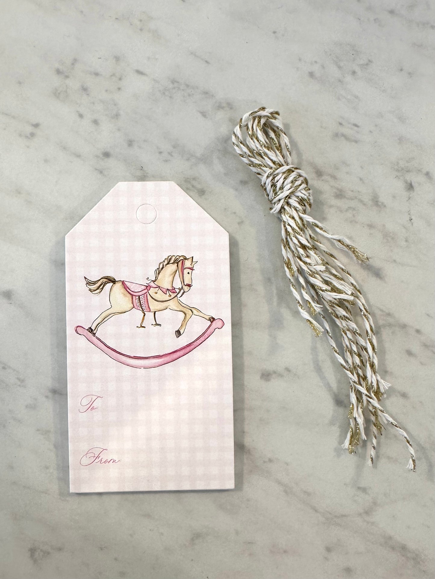 Pink Rocking Horse Gift Tag