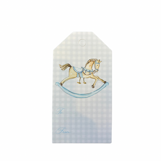 Blue Rocking Horse Gift Tag