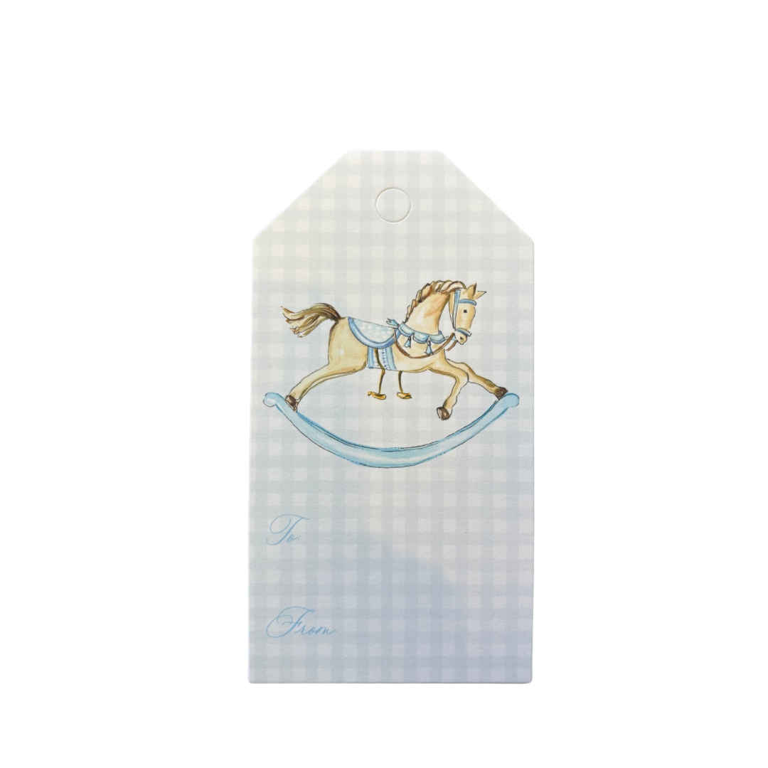 Blue Rocking Horse Gift Tag