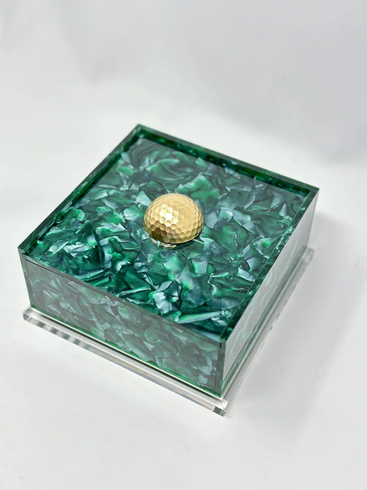 Golf Ball Cocktail Napkin Box Green