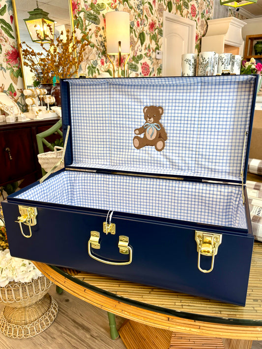 Navy Teddy Bear Hugs Keepsake Trunk