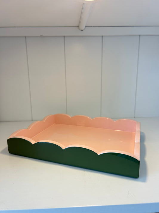 Scalloped Tray - Pink/ Green