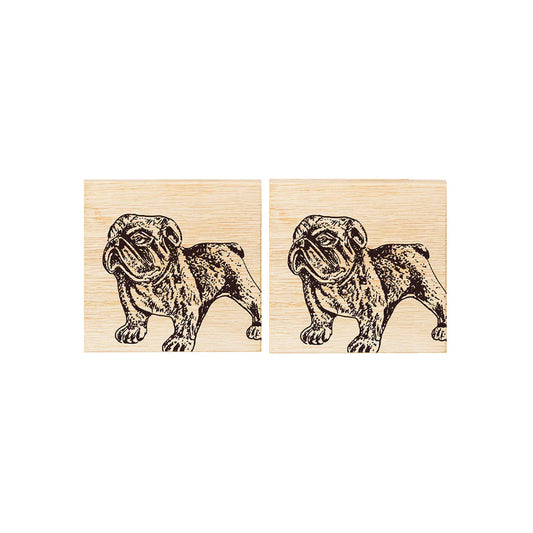Bulldog Oak Coasters - Set of 2