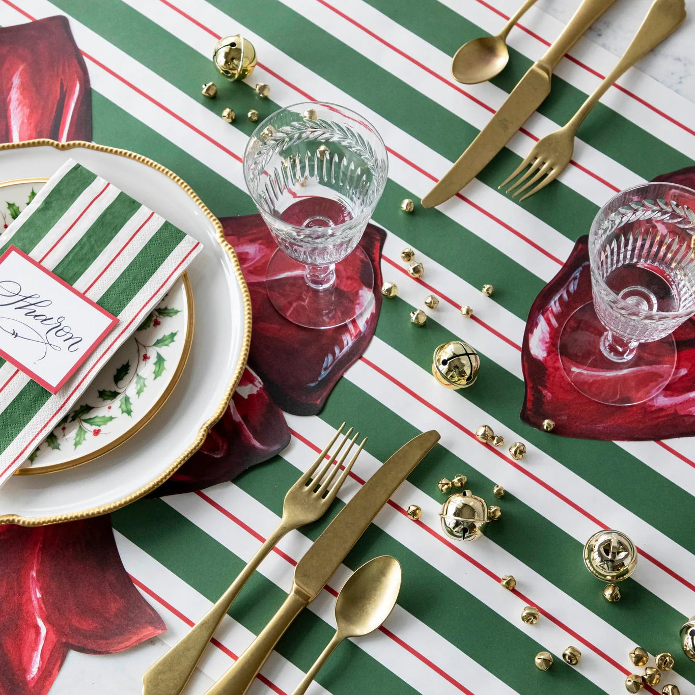 Green & Red Awning Stripe Runner