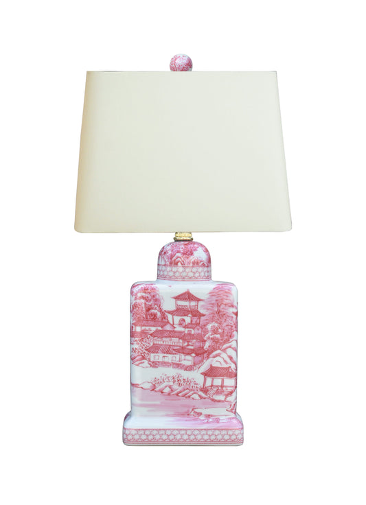 Pink Chinoiserie Tea House Lamp