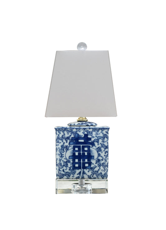 Blue & White Square Mini Jar Lamp
